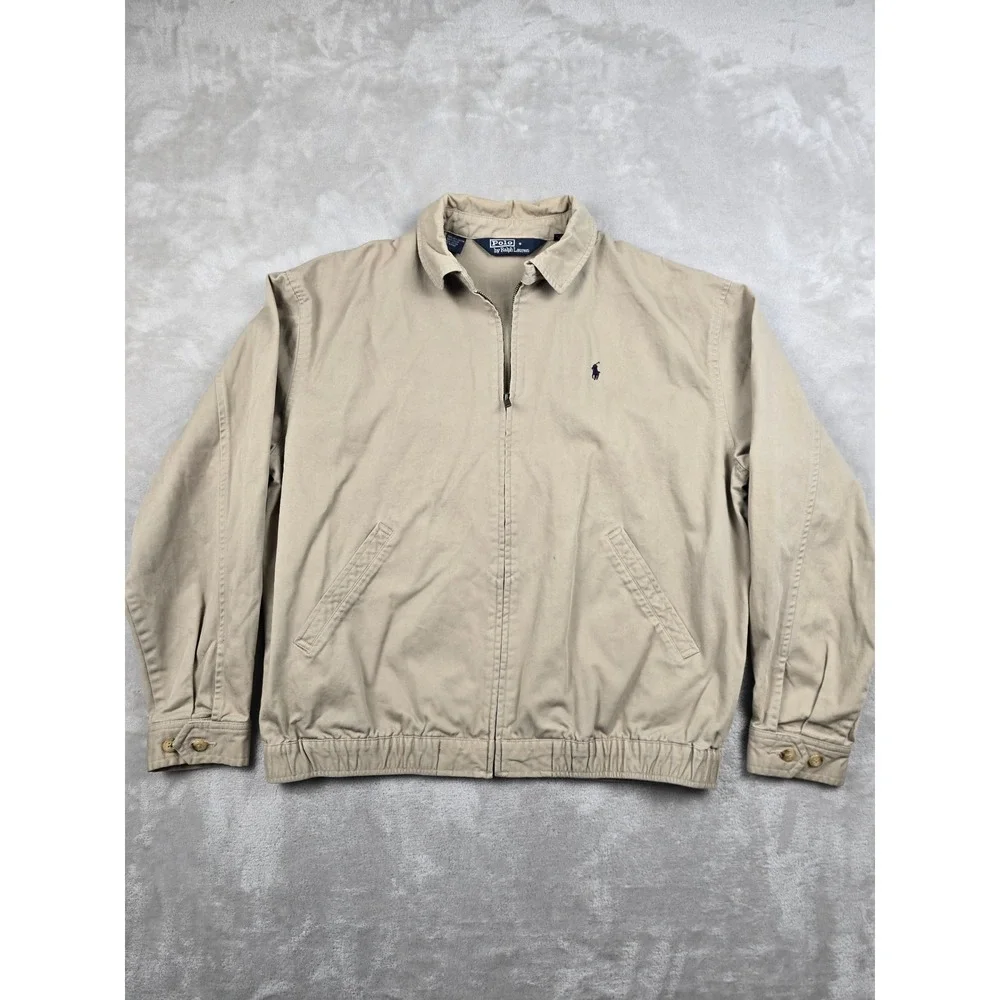 Vtg Polo Ralph Lauren Harrington Jacket Mens Large Tan Full Zip Harrington *Read